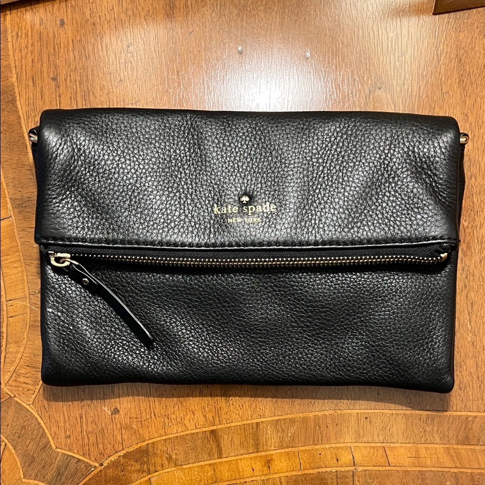 Kate Spade Black Pebbled Leather Messenger Bag: BRAND NEW, never used